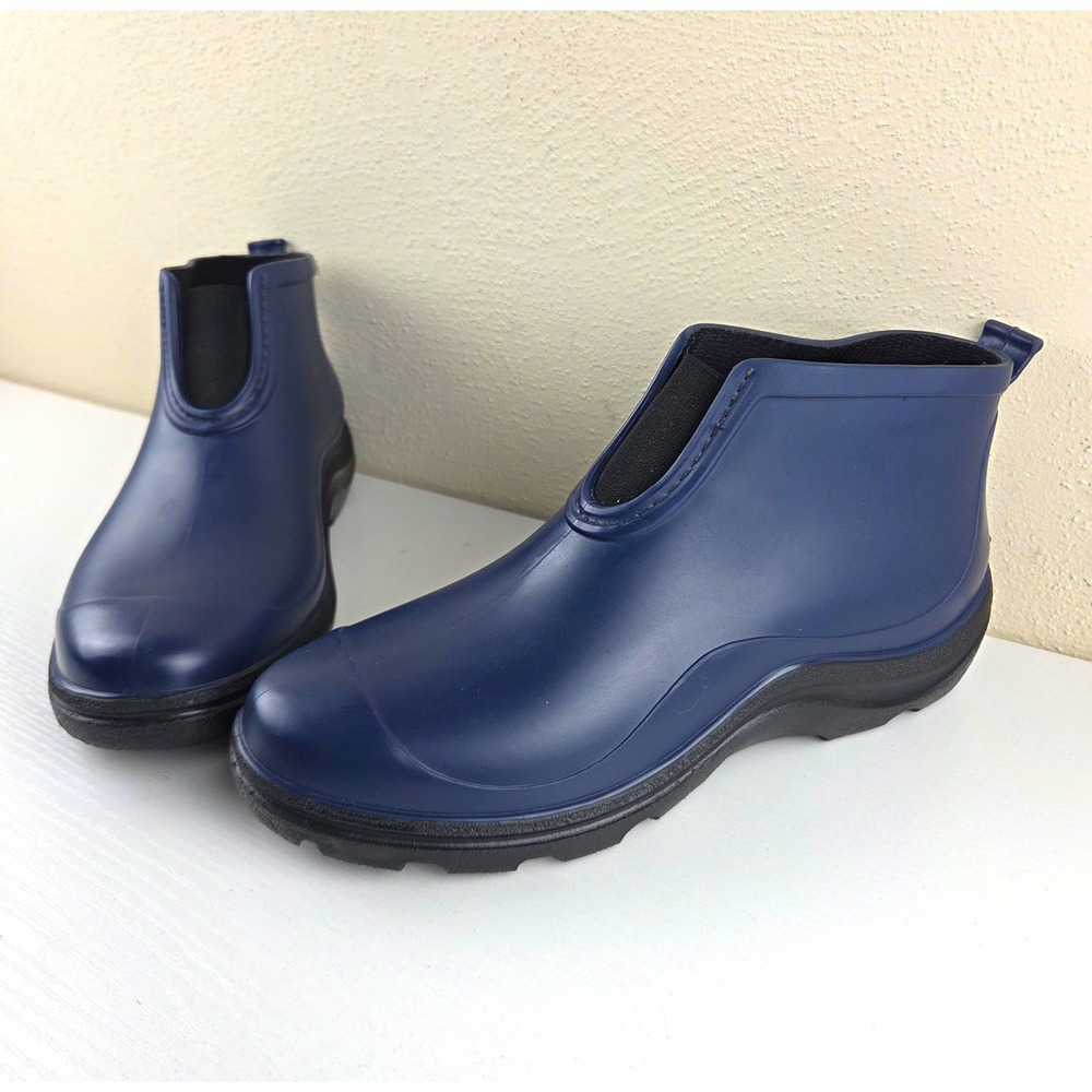 Sloggers Women's Chelsea Garden Boots Slip On Waterproof Ankle Blue/Black Size 9